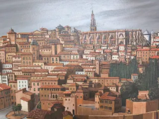 Cuadro antiguo pintado a mano grande