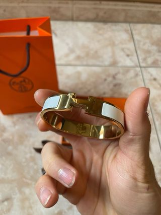 Pulsera Hermès Blanca y Dorada