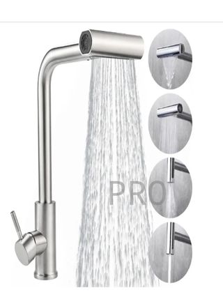 Grifo cocina extraíble Inox giratorio 360° gris acero