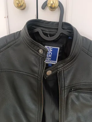 Chaqueta Biker Cuero Jack & Jones Negra