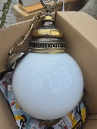 Lámpara colgante vintage cristal y metal