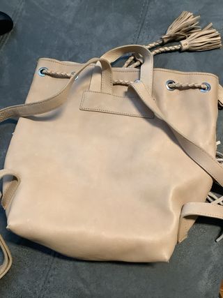 Mochila Desigual Beige Flecos y Crochet