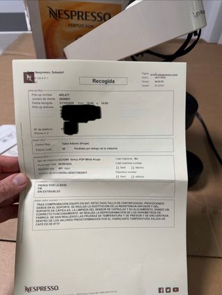 Cafetera Nespresso Vertuo Pop en garantía