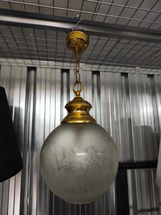 Lámpara colgante vintage cristal y metal