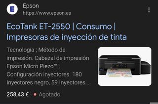 Impresora de inyección de tinta Epson EcoTank ET-2550
