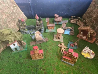 Presepe stock: casette, ponti, mulino