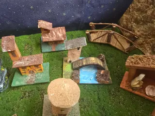 Presepe stock: casette, ponti, mulino