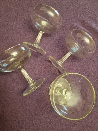 4 copas de cristal vintage