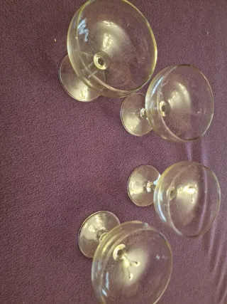 4 copas de cristal vintage