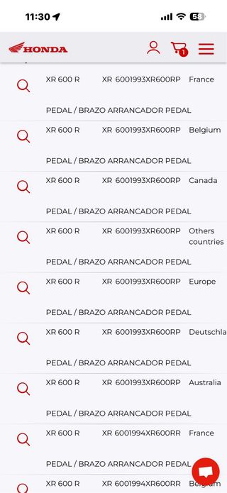 Pedal Arranque Honda XR 600