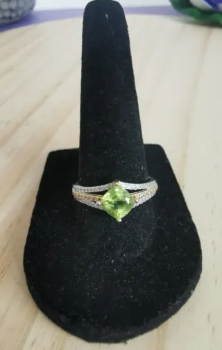 Anillo Plata Olivino Natural Ajustable