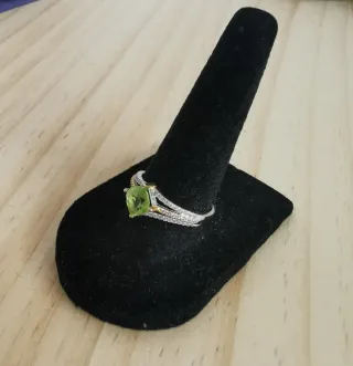 Anillo Plata Olivino Natural Ajustable