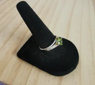 Anillo Plata Olivino Natural Ajustable