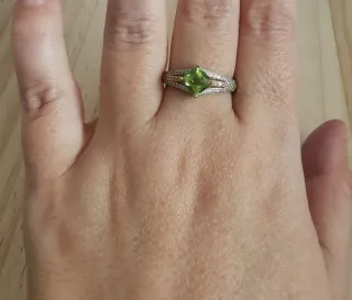 Anillo Plata Olivino Natural Ajustable