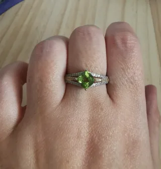 Anillo Plata Olivino Natural Ajustable