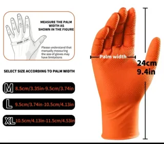 Guantes Nitrilo Gruesos Talla L Naranja