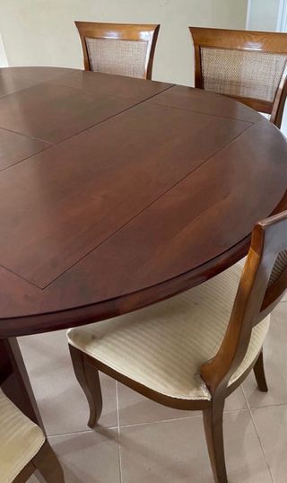 Mesa y 6 Sillas Comedor Madera 115 extensible, 160