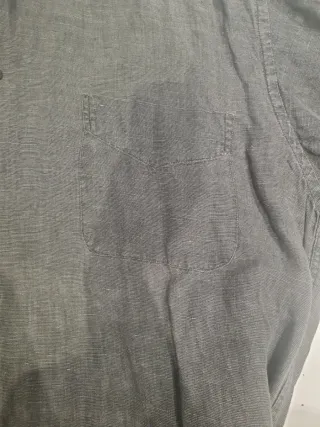 Camisa Lino Hombre NB Talla L Gris