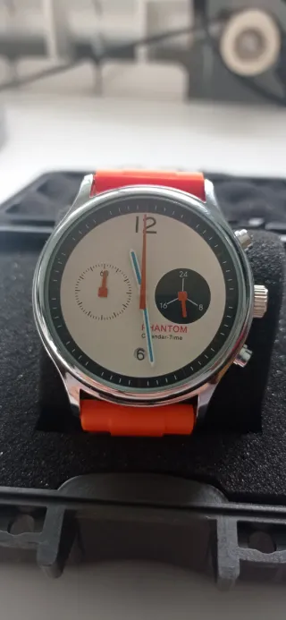 Reloj Phantom Cronógrafo Estilo Años 70s Naranja