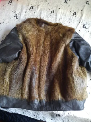 Chaqueta Piel y Pelo Marrón Negra