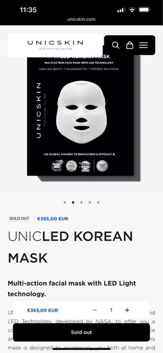 Mascarilla LED UNICSKIN Coreana con 2 serumas