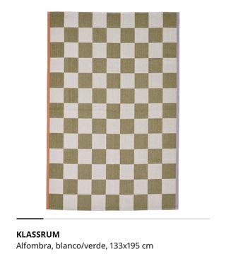Alfombra cuadros verde y blanco IKEA
