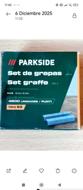 Parkside Set de grapas 4600 uds Tipo 53