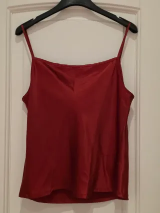 Completo top camicia seta Mango rosso