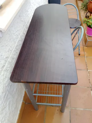 Mesa alta cocina madera y metal