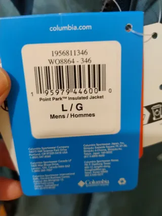 Chaqueta Columbia Hombre Talla M