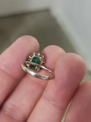 Anillo Plata con Esmeralda y Circonitas