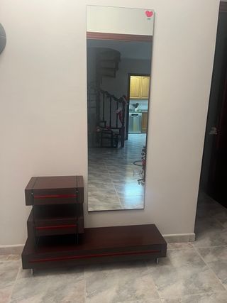 Mueble recibidor wengue con cristal