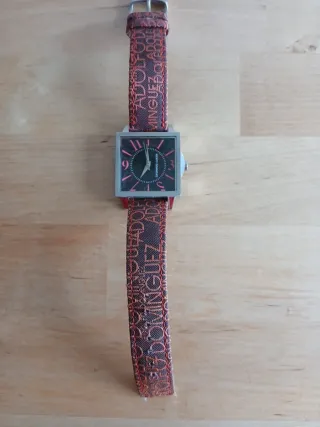 Reloj Adolfo Dominguez Cuadrado Negro Rosa Teja