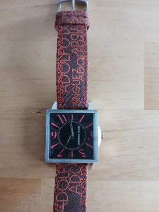 Reloj Adolfo Dominguez Cuadrado Negro Rosa Teja