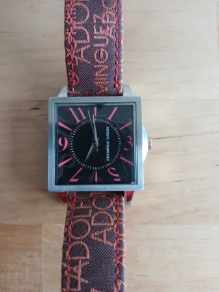 Reloj Adolfo Dominguez Cuadrado Negro Rosa Teja
