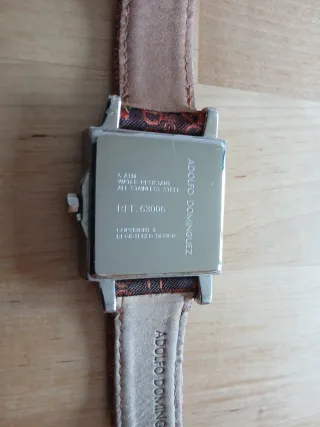 Reloj Adolfo Dominguez Cuadrado Negro Rosa Teja