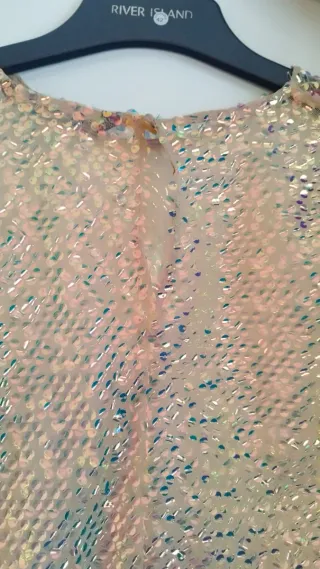 Crop top lentejuelas Zara ,color rosado/dorado.