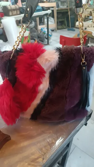 Borsa River Island pelliccia multicolor