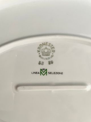 Coppia Piatti Ovale Porcellana Argento