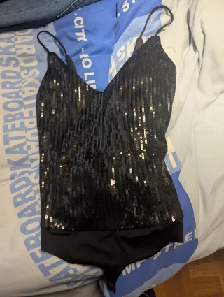 Body lentejuelas negro Talla M