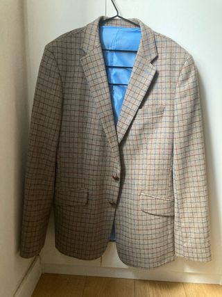 Chaqueta El Ganso cuadros beige y azul