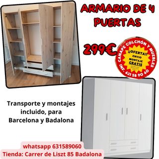 Armario 4 puertas madera