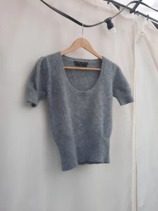 Jersey angora Zara manga corta gris