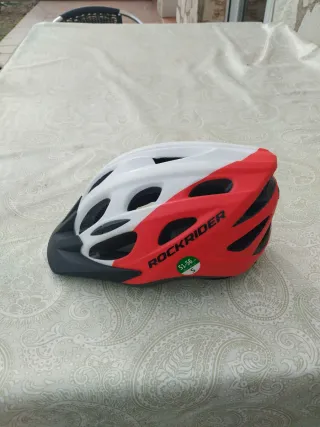 Casco de Bici Rockrider Blanco/Rojo Talla S