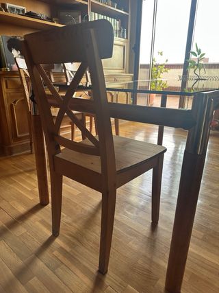 Mesa vintage cristal tintado marrón y madera