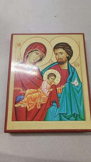 Sacra Famiglia su mattonella terracotta