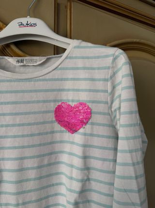 Maglietta H&M bambina cuore glitter 8-10 anni