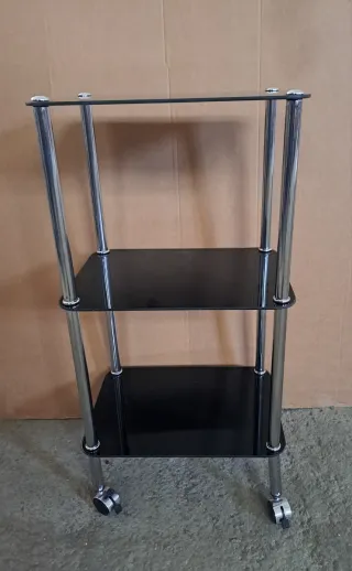 Mueble auxiliar cristal y metal 3 estantes