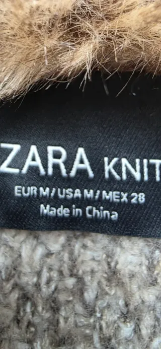 Abrigo Zara punto cuello pelo sintético Talla M