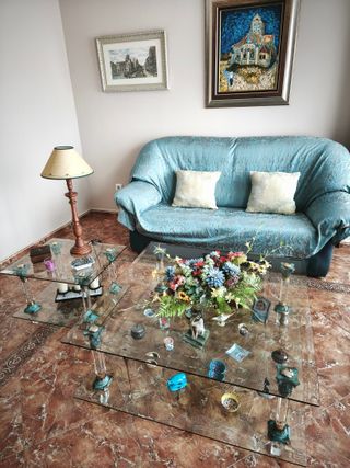 Juego 2 mesas cristal para salón.